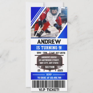 Custom Hockey Ticket Sport Geburtstag mit Foto Einladung