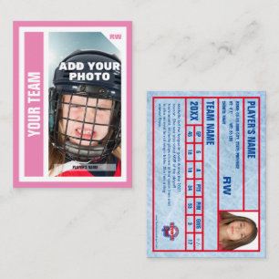 Custom Hockey Trading Card (Pink) Hinzufügen Sie I Telefonnummerkarte