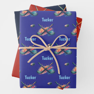 Custom Hockey Wrapping Paper Flat Sheet Set of 3 Geschenkpapier Set