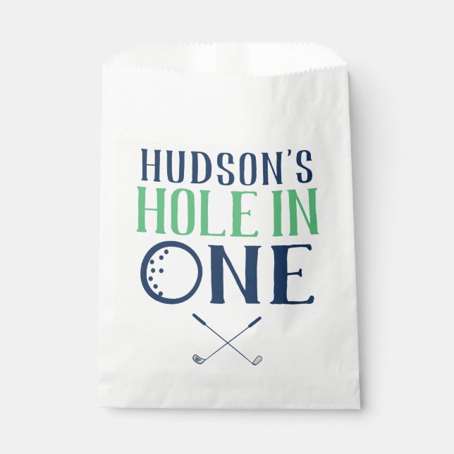 Custom Hole in One First Birthday Gefälligkeitstas Geschenktütchen (Vorderseite)
