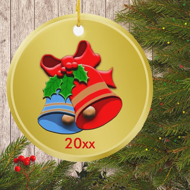 Custom Holiday Bells Weihnachten Keramikornament (Von Creator hochgeladen)