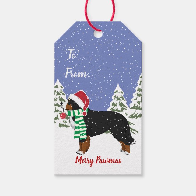 Custom Holiday Bernese Mountain Christmas Dog Geschenkanhänger (Vorderseite)
