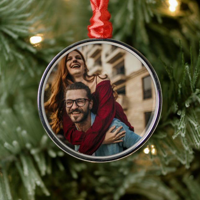 Custom Holiday Fun Foto Ornament Aus Metall (Baum)