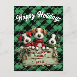 Custom Holiday Green Checkered Pattern  Postkarte