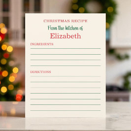 Custom Holiday Kitchen Christmas Rezept Karte