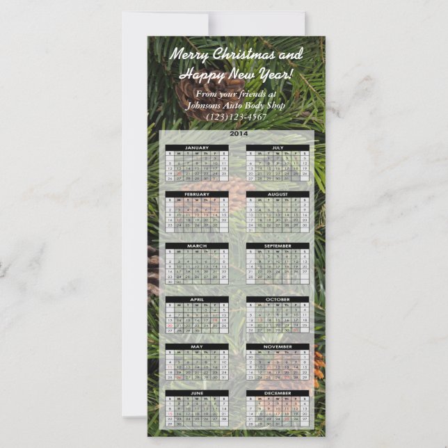 Custom Holiday Promotional 2014 Calendar Card (Vorderseite)