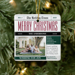 Custom Holiday Times Newspaper Weihnachtsfest Foto Keramikornament