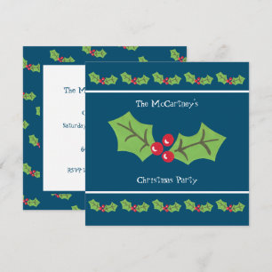 Custom Holly & Berries Weihnachtsfeier Party Einla Einladung