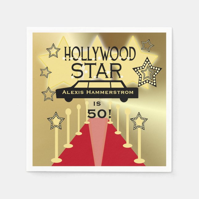 Custom Hollywood Star Birthday Paper Napkins Serviette (Vorderseite)