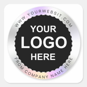 Custom Holographic black'Danke' Logo Name Labe Quadratischer Aufkleber