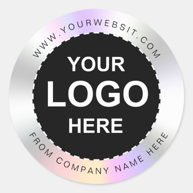 Custom Holographic black'Danke' Logo Name Labe Runder Aufkleber (Vorderseite)