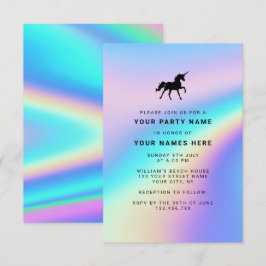 Custom Holographic Modern Elegante Unicorn Party Einladung