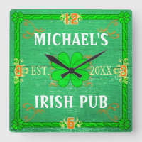Custom Home Bar Irish Pub Green Wood with Name