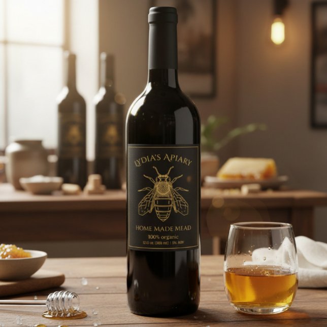Custom Home Brewed Honey Wine Label Weinetikett (Von Creator hochgeladen)
