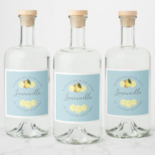 Custom Homemade Blue Glow Limoncello Label Alkoholflaschenetikett