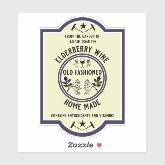 Custom Homemade Elderberry Aufkleber (Blatt)