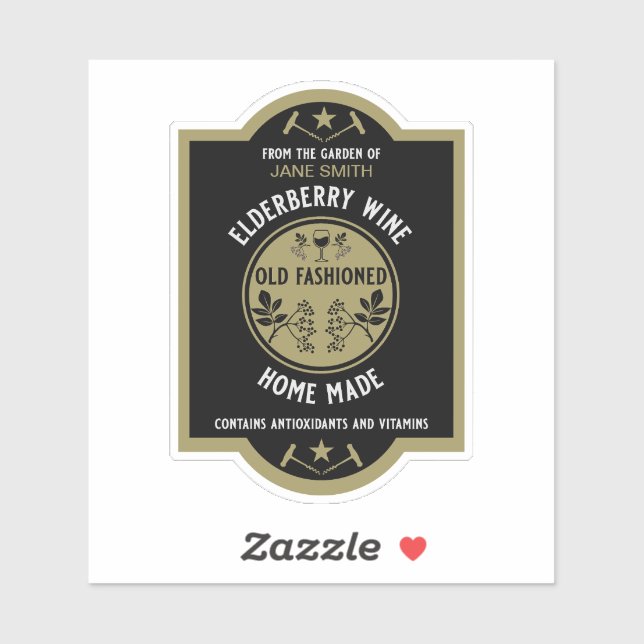 Custom Homemade Elderberry Aufkleber (Blatt)