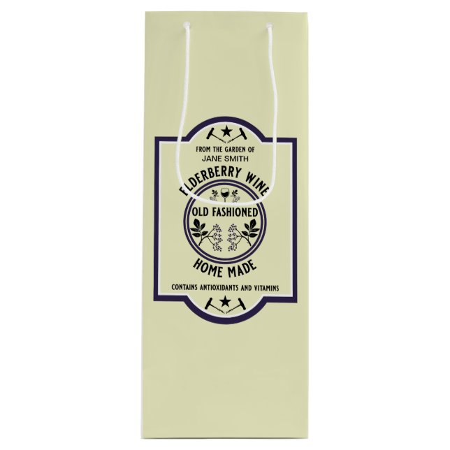 Custom Homemade Elderberry Geschenktüte Für Weinflaschen (Vorderseite)