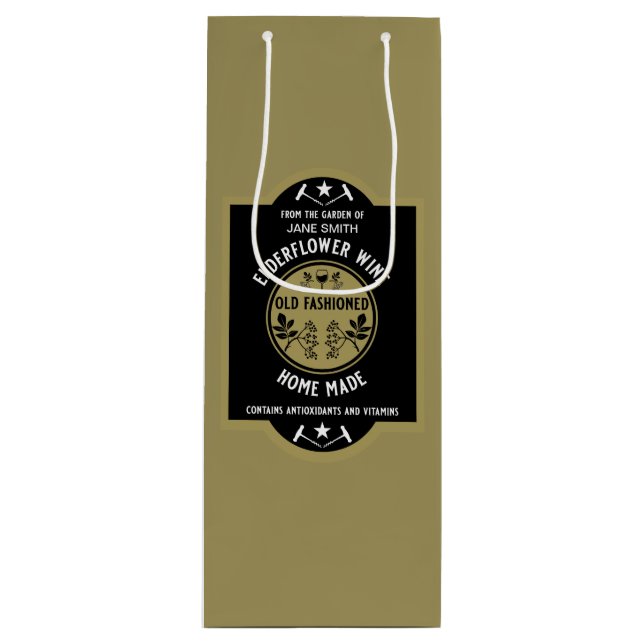 Custom Homemade Elderflower Geschenktüte Für Weinflaschen (Vorderseite)