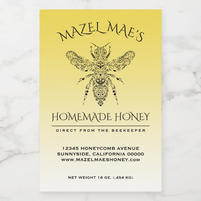 Custom Homemade Honey Lebensmitteletikett (Einzelnes Label)