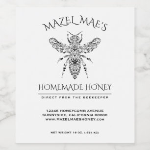 Custom Homemade Honey Weinetikett