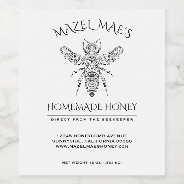 Custom Homemade Honey Weinetikett (Einzelnes Label)