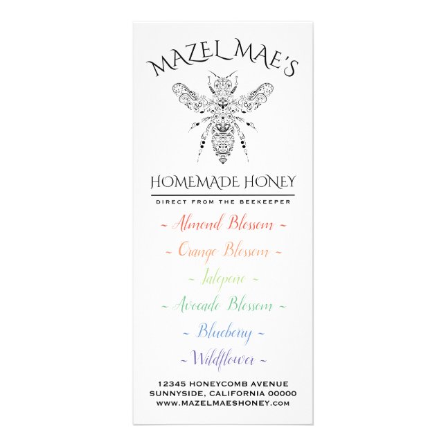 Custom Homemade Honey Werbekarte (Vorne)