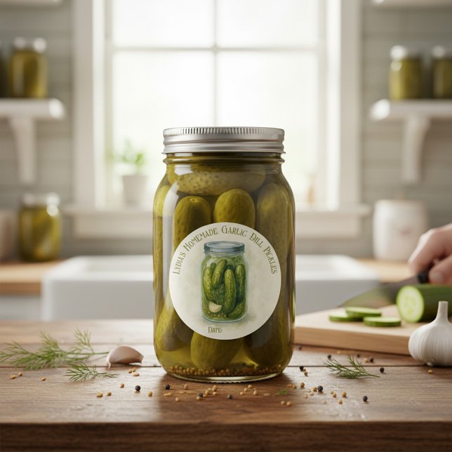 Custom Homemade Knolic Dill Pickles Runder Aufkleber (Von Creator hochgeladen)