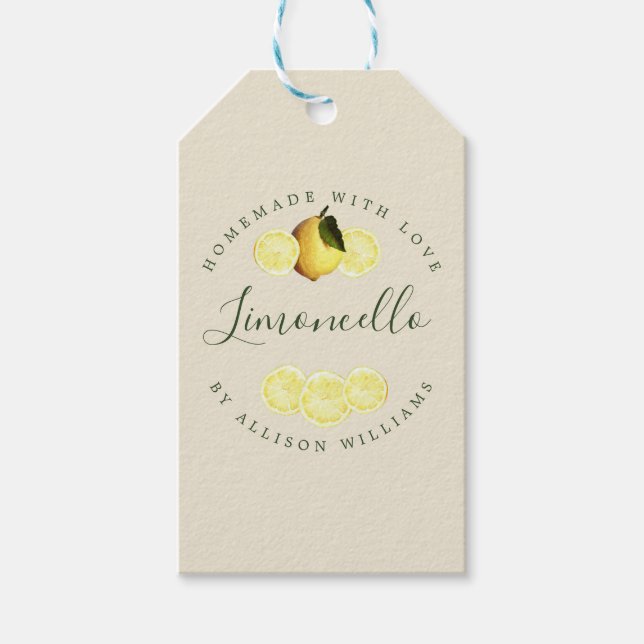 Custom Homemade Limoncello Antikes Weiß Geschenkanhänger (Vorderseite)