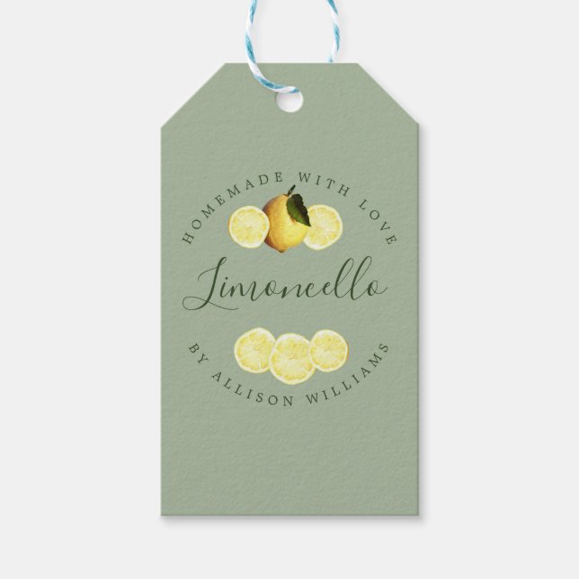 Custom Homemade Limoncello Laurel Green Geschenkanhänger (Vorderseite)