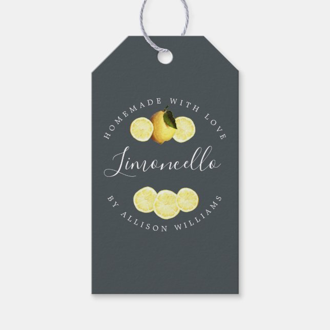 Custom Homemade Limoncello Off-Black Geschenketike Geschenkanhänger (Vorderseite)