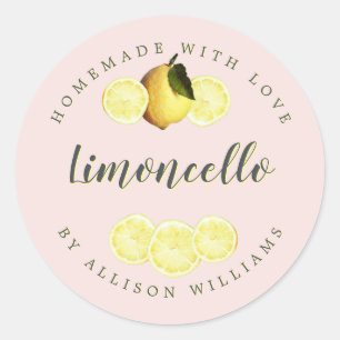 Custom Homemade Limoncello Rosa Label Runder Aufkleber