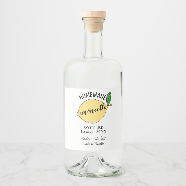 custom homemade limoncello wedding favor alkoholflaschenetikett (Vorderseite)