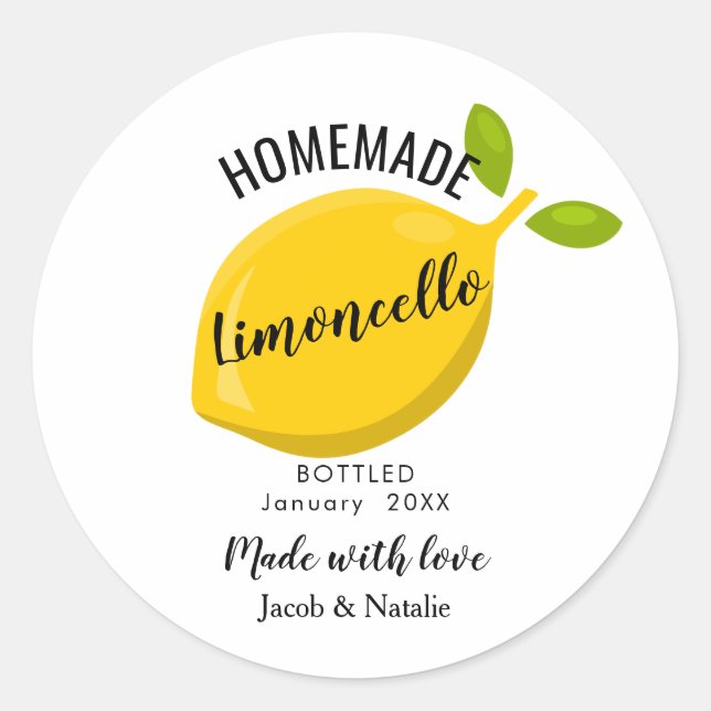 custom homemade limoncello wedding favor runder aufkleber (Vorderseite)
