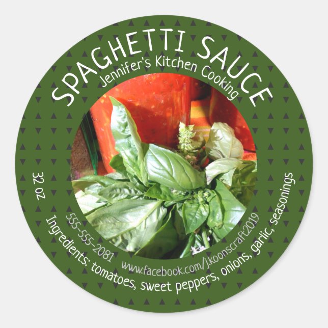 Custom Homemade Spaghetti Sauce Runder Aufkleber (Vorderseite)