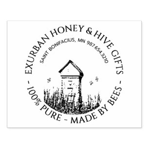 Custom Honey Apiary Briefmarke mit Hive and Bienen Gummistempel