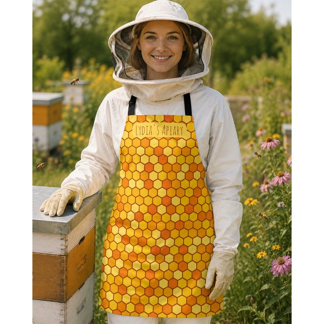 Custom Honeycomb Bright Orange und Golden Beehive Schürze (Von Creator hochgeladen)