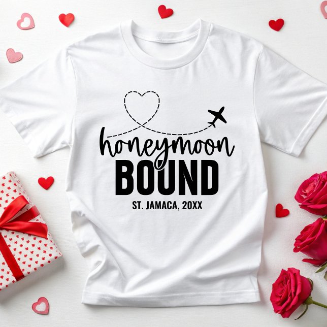Custom Honeymoon Bound Vacation Newlywed Couple T-Shirt (Von Creator hochgeladen)