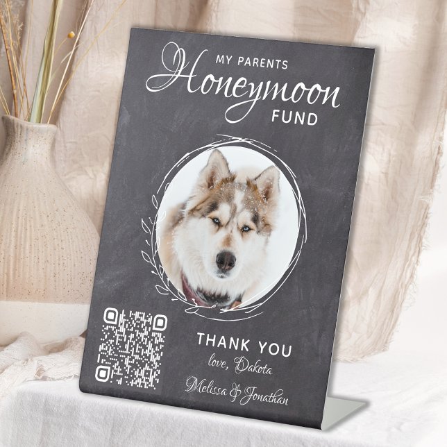 Custom Honeymoon Fund Custom Dog Foto Pet Wedding Sockelschild (Von Creator hochgeladen)