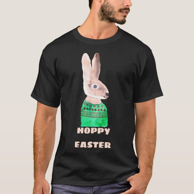Custom HOPPY EASTER Bunny Funny Gag für Männer T-Shirt (Vorderseite)