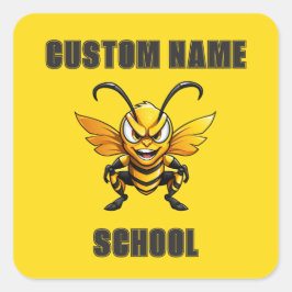 CUSTOM Hornets Bees Mascot | Gelb - Teamschule Quadratischer Aufkleber