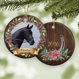 Custom Horse Foto Rustic Wohnen Weihnachten Keramik Ornament