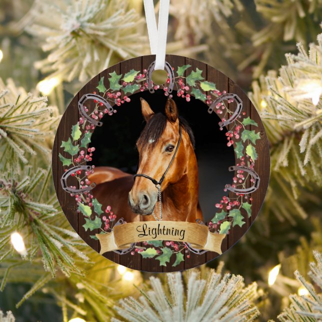 Custom Horse Foto Rustikale Weihnachten Ornament Aus Metall (InSitu)