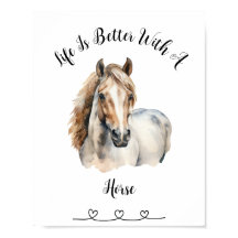 Custom Horse Watercolor Wall Art Poster