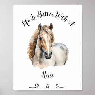 Custom Horse Watercolor Wall Art Poster