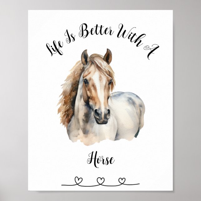 Custom Horse Watercolor Wall Art Poster (Vorne)