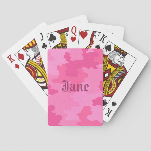Custom Hot Pink Camouflage Playing Cards Spielkarten (Rückseite)