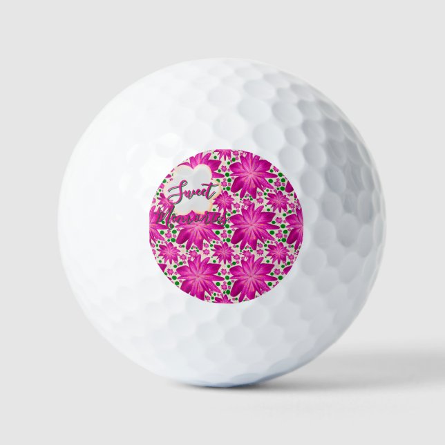 Custom Hot Pink Floral Seamless Pattern  Golfball (Vorderseite)