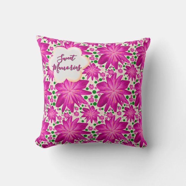 Custom Hot Pink Floral Seamless Pattern  Kissen (Vorderseite)