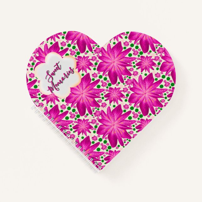Custom Hot Pink Floral Seamless Pattern  Notizbuch (Vorderseite)
